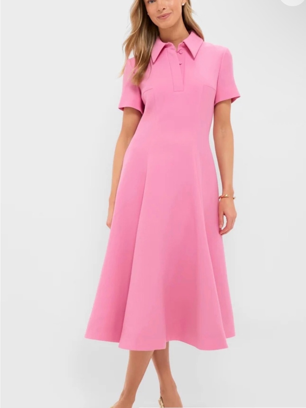 Women's Pink Polo-Collar Fit & Flare Dress - Picture 5 of 5